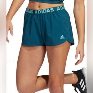 Adidas Women's Size Medium Running Athletic Shorts Dark Teal Blue Elastic Waist